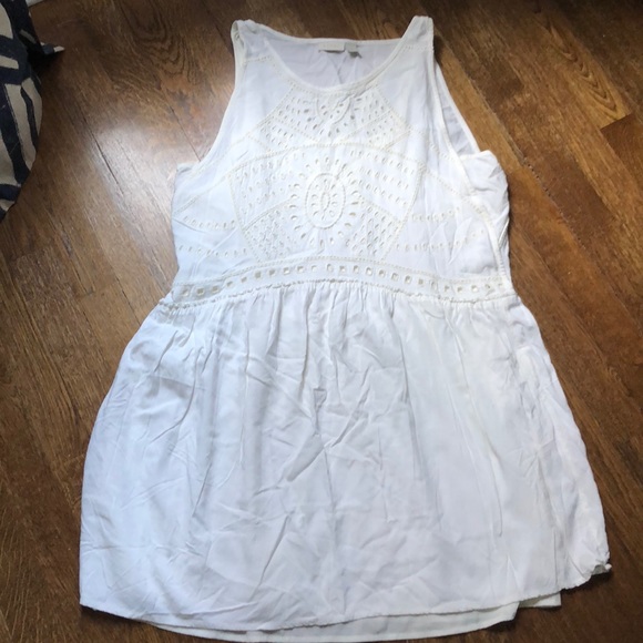 Hinge Embroidered A-line White Dress M - Picture 3 of 6